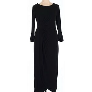 connected apparel Black Long-Sleeve Ruched Maxi Dress